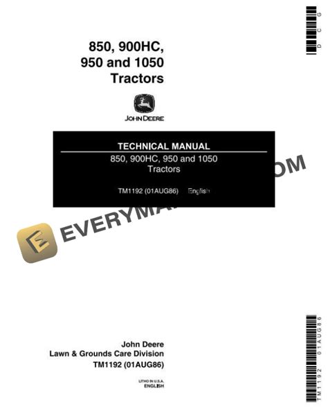 john deere 950 technical manual Kindle Editon