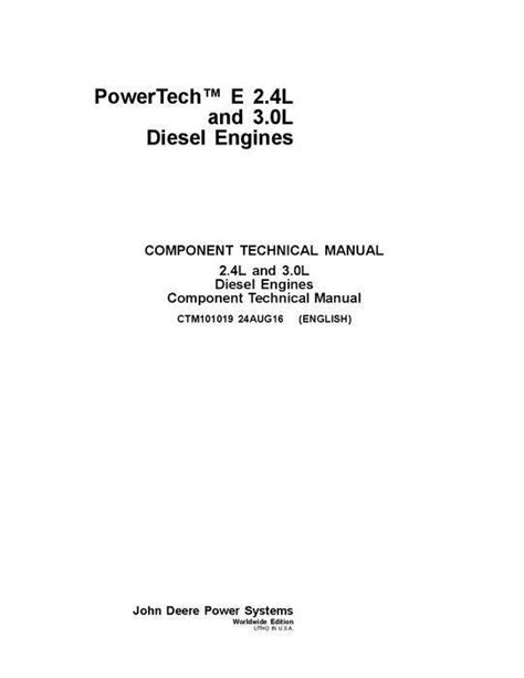 john deere powertech e 2.4l and 3.0l diesel engines technical service manual ctm101019 * Ebook Doc