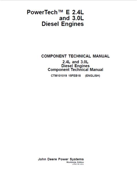 john deere powertech e 2.4l and 3.0l diesel engines technical service manual ctm101019 * Ebook Doc