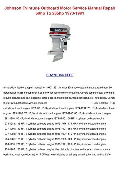 johnson 85hp outboard repair manual Doc