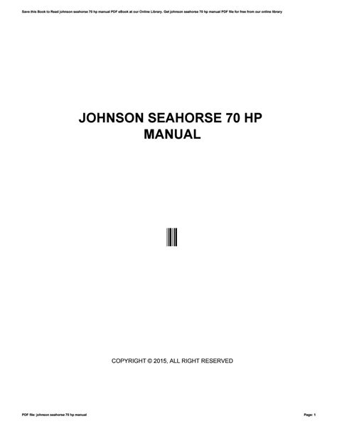 johnson seahorse 70 hp manual pdf library Reader