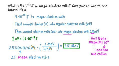 joule to mega electron volt