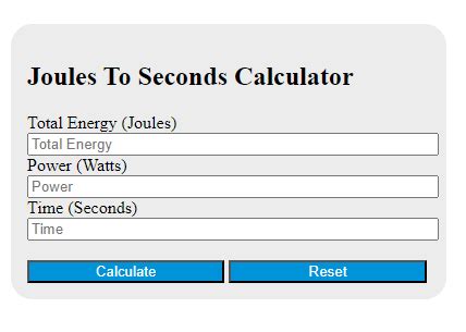 joules to seconds