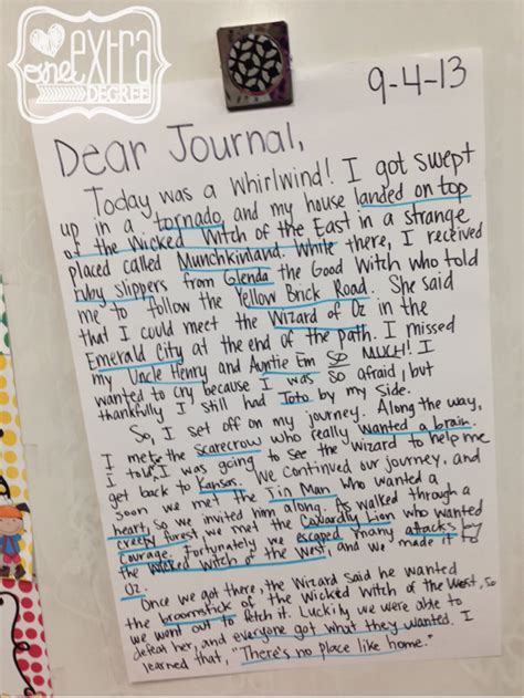 journal entries for middle school PDF
