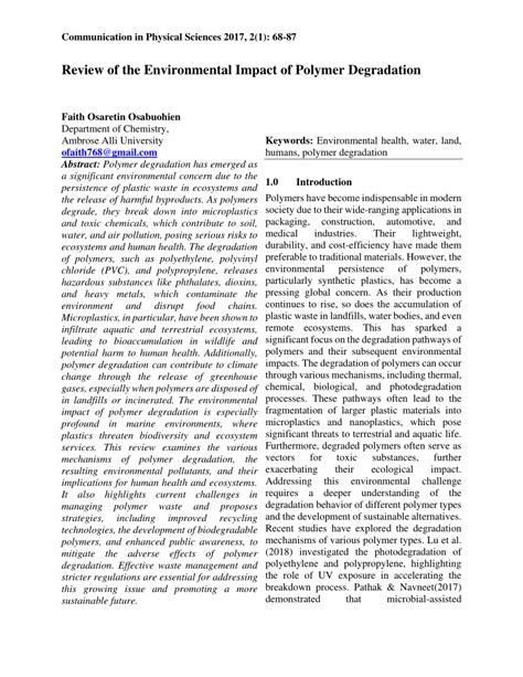 journal of environmental polymer degradation impact factor Epub