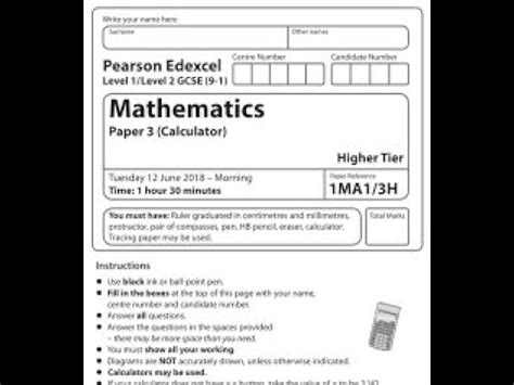 june 2012 paper 3h mark scheme edexcel Epub