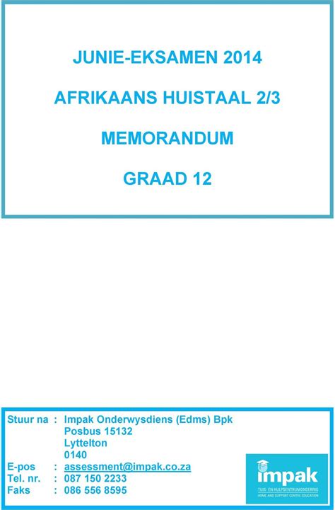 junie eksamen 2014 afrikaans huistaal 2 3 memorandum graad 12 pdf PDF