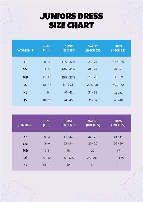 junior size chart