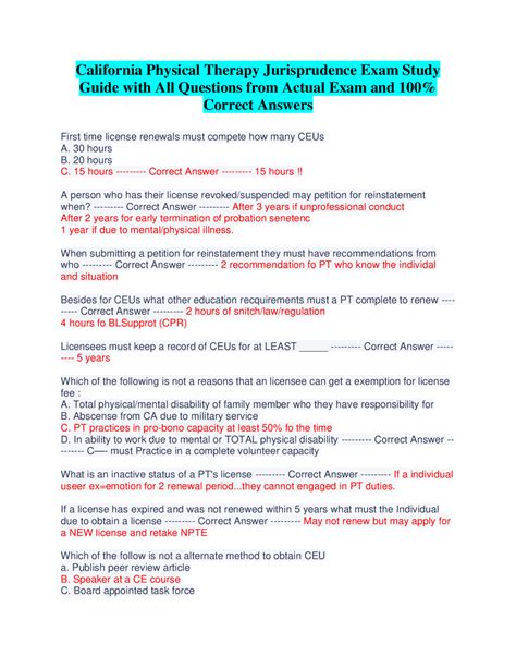 jurisprudence physical therapy exam study guide Kindle Editon