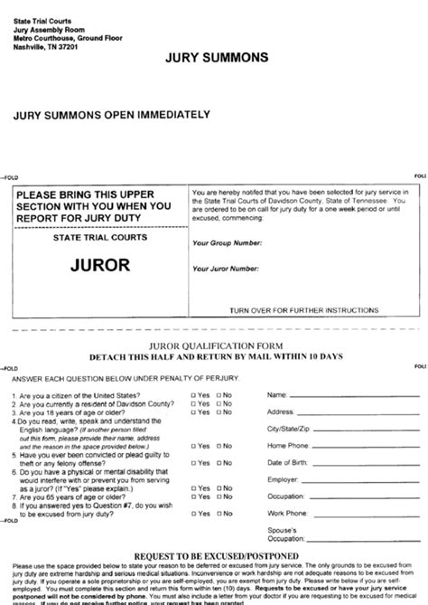 Jury Summons Template