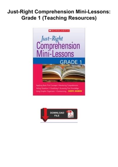 just right comprehension mini lessons grade 1 teaching resources Epub