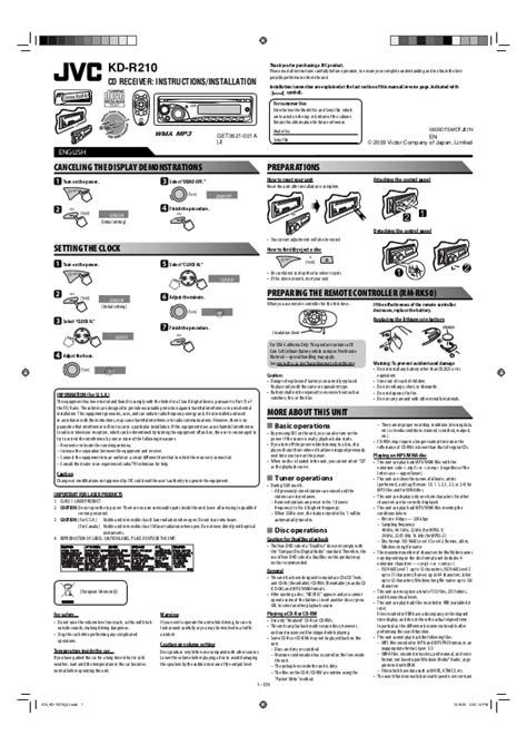 jvc kdr210 user manual Doc