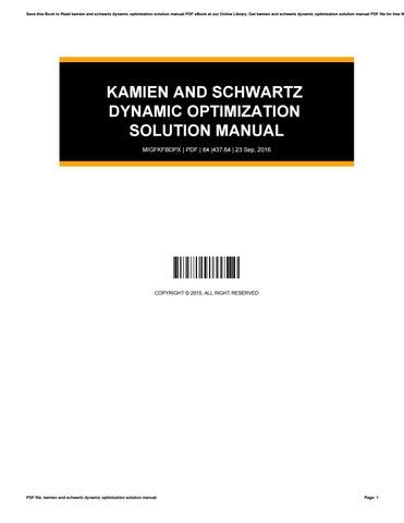 kamien and schwartz dynamic optimization solution manual PDF