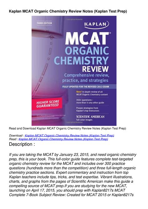 kaplan mcat organic chemistry review notes kaplan test prep Reader