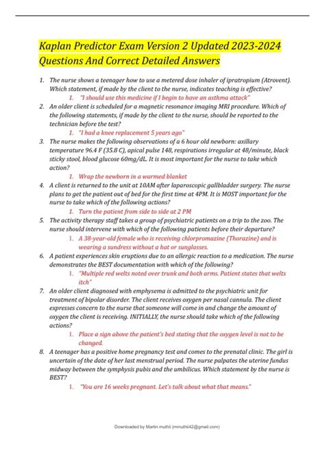 kaplan predictor test 2 answers Epub