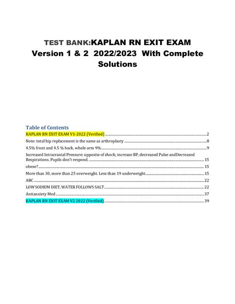 kaplan rn exit exam test bank Ebook Doc