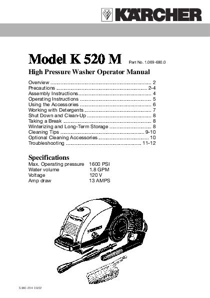 karcher pressure washer service manual 520m pdf Reader