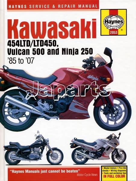 kawasaki en450 500 twins and ninja 250 1985 2007 motorcycle repair manual Doc