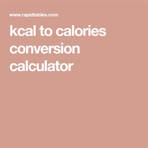 kcalories to calories conversion