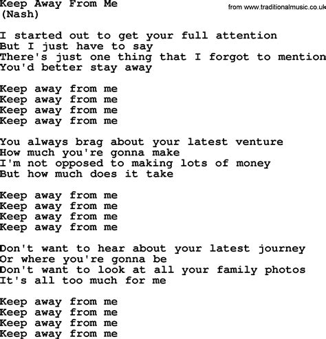 keep away from me lyrics