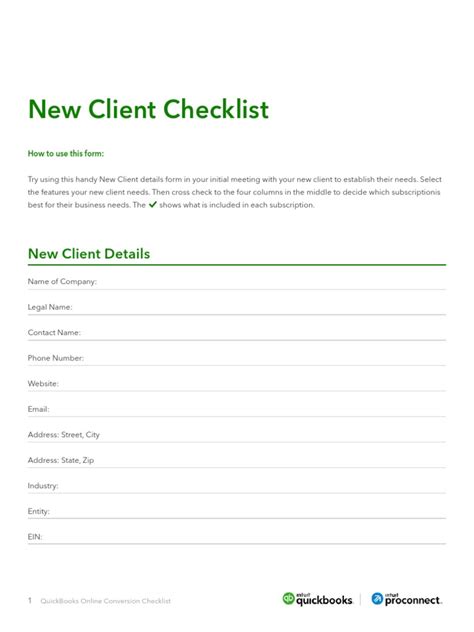 keeping service new client checklist pdf PDF