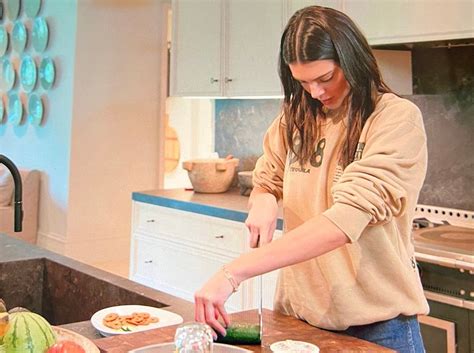 kendall jenner cutting cucumber