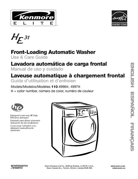 kenmore front load washer troubleshooting guide Doc