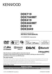 kenwood ddx419 user manual PDF