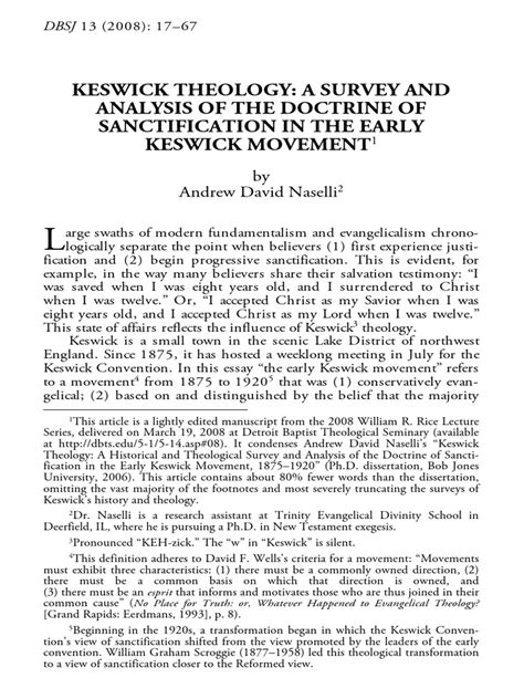 keswick theology a survey and analysis of the doctrine of Reader