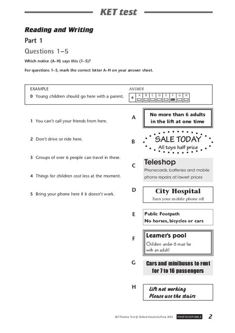 ket esol sample papers Reader