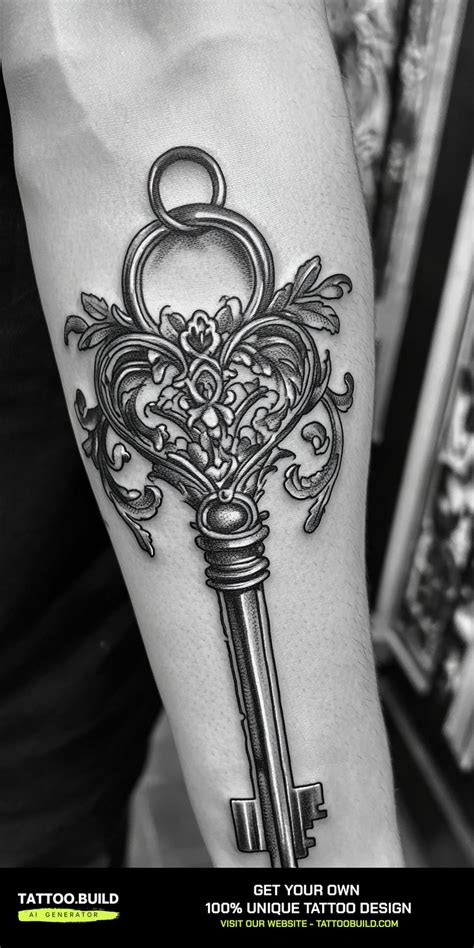 key and a lock tattoo