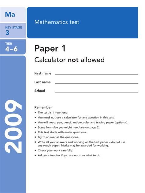 key stage 3 maths papers Doc
