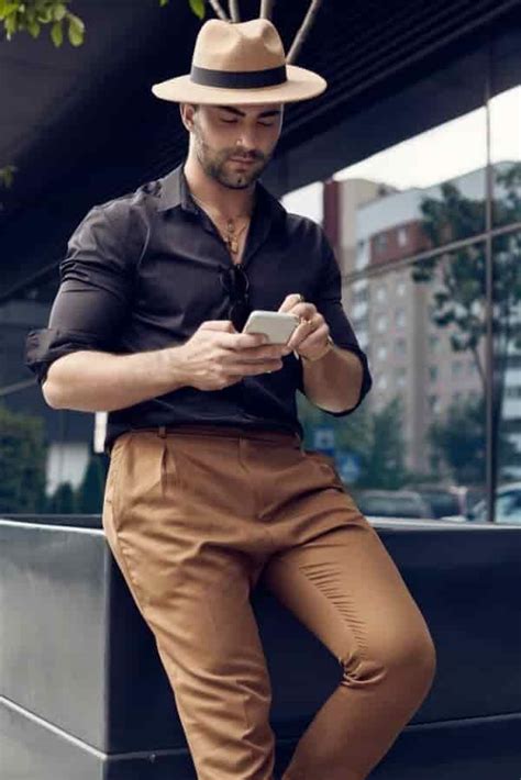 khaki pants black shirt