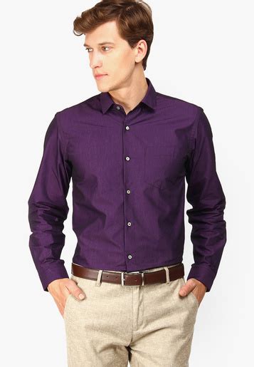 khaki pants with purple shirt