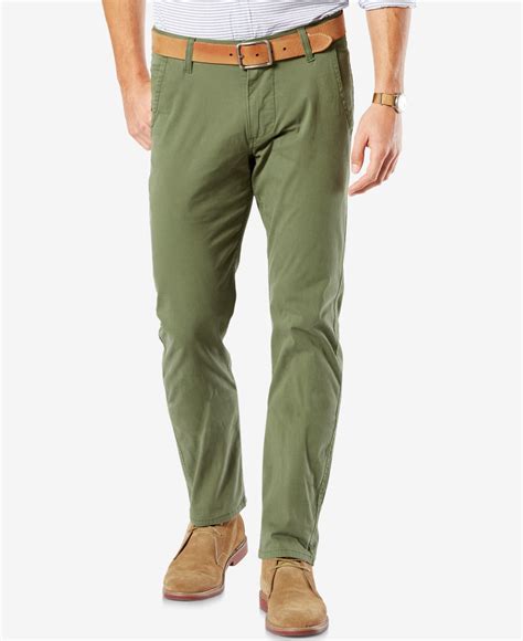 khaki slim trousers