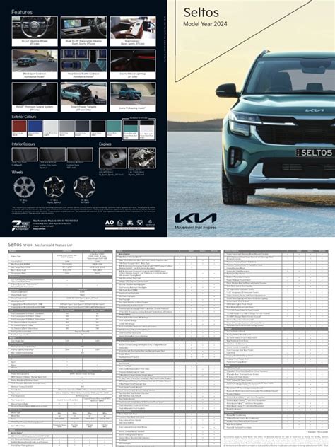 kia motor technical spec brochure Epub