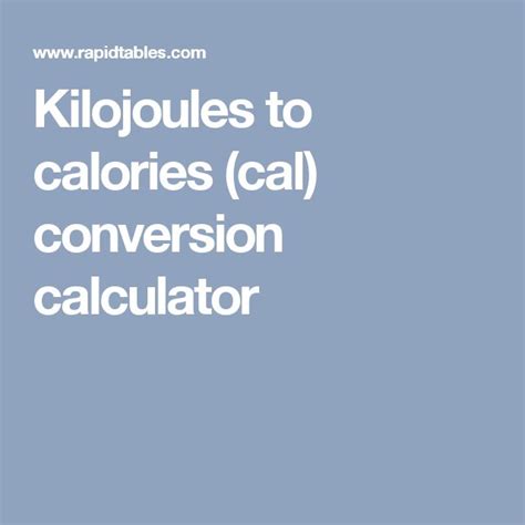 kilojoules to cal