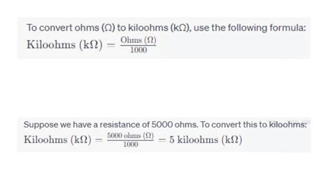 kiloohms to ohms conversion