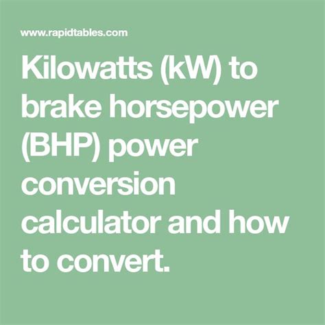 kilowatts to brake horsepower