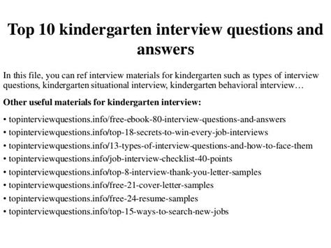 kindergarten parent interview questions and answers Reader