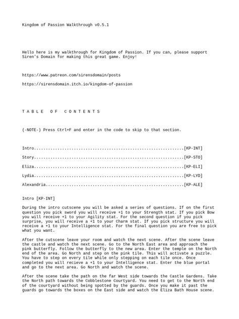 Kingdom Of Passion Walkthrough