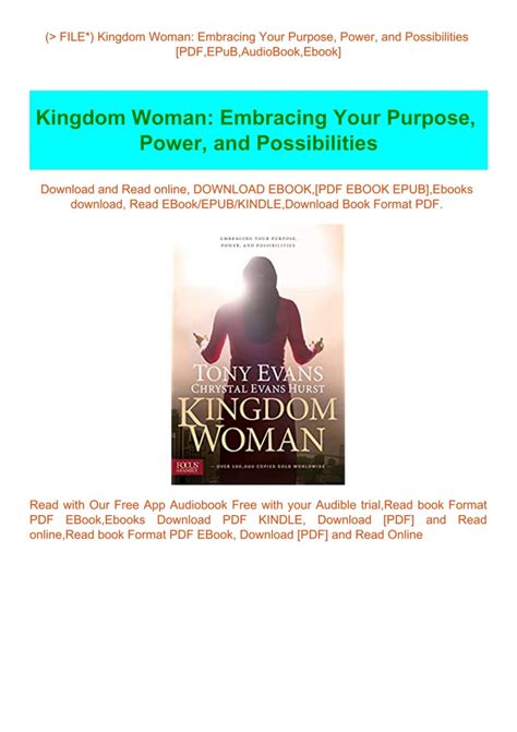 kingdom woman embracing your purpose power and possibilities Kindle Editon