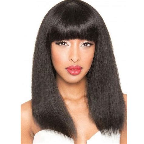 kinky straight wig with bangs