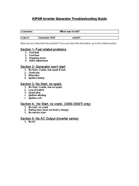 kipor inverter generator troubleshooting guide Kindle Editon