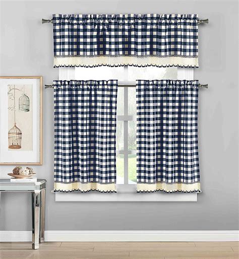 kitchen curtains navy blue