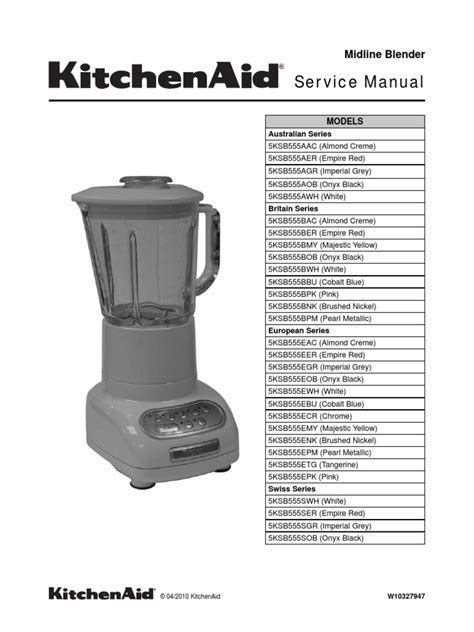 kitchenaid blender service manual Kindle Editon