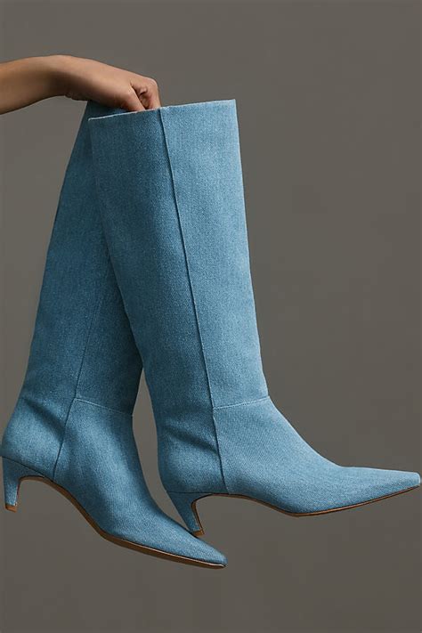 kitten heel knee boots