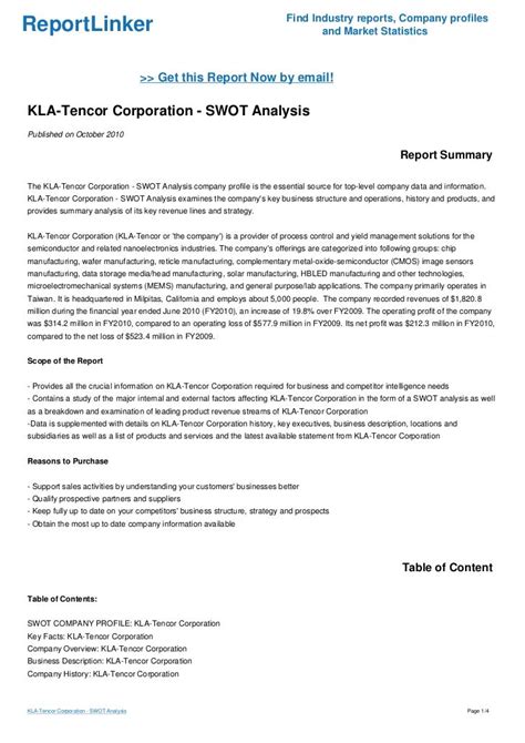 kla-tencor-corporation-swot-analysis Ebook Kindle Editon