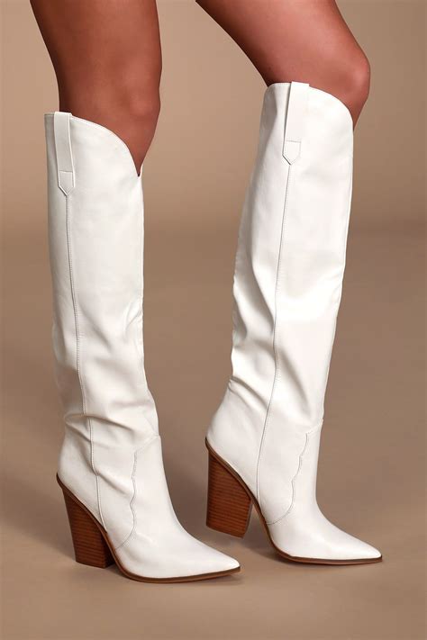 knee high white boots