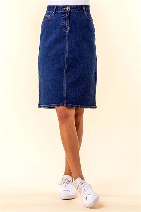 knee length jean skirts